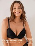 Deyllo Women's Push Up Lace Bra Sexy Deep V Lift Up Bra Underwire Padded Comfort Everyday Bra(Black,40F)