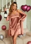 Ekouaer Sleepwear Women's Satin Nightgown with Robes Set 2 Piece Sexy Lace Cami Nightwear Brown L