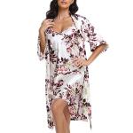1stmall Women's Satin Robe Sets 2 Piece Nightgown Silk Pajama Sexy Floral Lingerie Lace Cami Sleepwear Night Robes