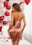 Ekouaer Sleepwear Women's Satin Nightgown with Robes Set 2 Piece Sexy Lace Cami Nightwear Brown L