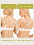WingsLove Push Up Bra Sexy Deep V Plunge Add 2 Cups Bras Underwire T-Shirt Bra Multiway (Snow White,34B)