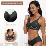 OEAK Womens Wireless Bras Push Up Support Full Coverage Bralettes No Underwire Bra Comfortable Everyday Seamless Tshirt Bras Black L