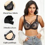 Svmer Women Sexy Lace Bras Plus Size Push Up Ladies Full Cup Comfort Bra Black 40DD