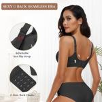 OEAK Womens Wireless Bras Push Up Support Full Coverage Bralettes No Underwire Bra Comfortable Everyday Seamless Tshirt Bras Black L