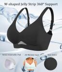 Avidlove Bras for Women No Underwire Seamless Wireless Bra Full Coverage V Neck Mesh Push Up Bra Everyday Bras Charcoal Medium