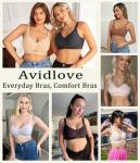 Avidlove Bras for Women No Underwire Seamless Wireless Bra Full Coverage V Neck Mesh Push Up Bra Everyday Bras Charcoal Medium