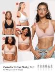 Vertvie Womens Wireless Seamless Bras Deep V No Underwire Push Up Bras Supportive Full Coverage Bralettes Plunge T Shirt Bra(Skin Color,X-Large)