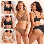 Bras for Women No Underwire Wireless Push up Bra Full Coverage Bralettes Comfortable Everyday Bras with Support and Lift Black