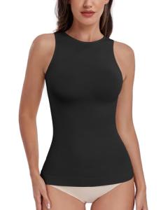 EUYZOU Women Shapewear Tummy Control Tank Tops Seamless Compression Tops Body Shaper Camisole, Black M