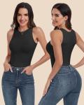 EUYZOU Women Shapewear Tummy Control Tank Tops Seamless Compression Tops Body Shaper Camisole, Black M