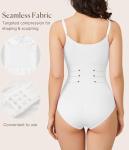 BRABIC Bodysuit Shapewear for Women Tummy Control Panties Seamless Sleeveless Tops V-Neck Camisole Jumpsuit(White Brief, X-Large/XX-Large)