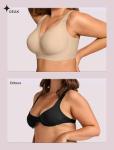 OEAK Womens Wireless Bras Supportive Seamless Full Coverage Bra Push Up Comfortable Bra No Underwire Everyday Tshirt Bras Creamy Beige L