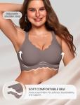 OEAK Women Bras No Underwire Scalloped Push Up Buttery Soft Tshirt Bra Seamless Full Coverage Convertible Everyday Bra Grey,2XL