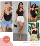 REYEOGO Lace Shapewear Bodysuit for Women Tummy Control Body Shaper V Neck Fajas Sculpting Tank Tops Slimming Camisole Waist Trainer Corset (Large, Black)