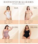 BRABIC Bodysuit Shapewear for Women Tummy Control Panties Seamless Sleeveless Tops V-Neck Camisole Jumpsuit(White Brief, X-Large/XX-Large)