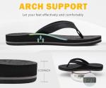 ONCAI Women's Flip Flops Comfortable Summer Beach Thong Sandals for Women 2025 with Cushion Walking Arch Support Yoga Mat Indoor Outdoor Soles Black Size 8