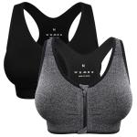 Women's Zip Front Wireless Sports Bra - 2 Pack