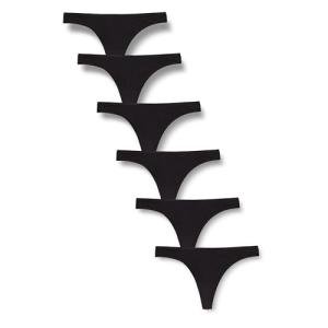 Pack of 6 Women's Cotton Black Thongs