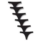 Pack of 6 Women's Cotton Black Thongs