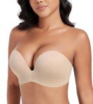 DotVol Push up Lift Women's Bra Seamless Wireless Anti-Slip Strapless brallate with Shape Support(Beige,38DD)