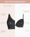 FeelinGirl No Underwire Zip Front Bra - Black XXL