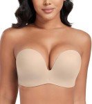 DotVol Push up Lift Women's Bra Seamless Wireless Anti-Slip Strapless brallate with Shape Support(Beige,38DD)