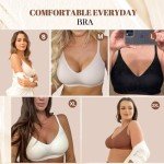 Vertvie Seamless Bras for Women Non Wired Comfort Wireless Push Up Bra Soft Support Full Coverage Everyday Bra Padded Zero Feel Bralettes (Skin,L)