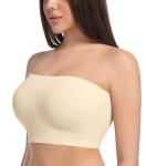 Curyon Women's Plus Size Strapless Tube Bra Beige