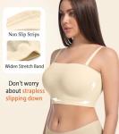 Curyon Women's Plus Size Strapless Tube Bra Beige