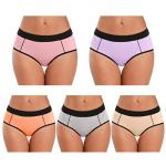 POKARLA Women's Plus Size Cotton Hipster Panties 5-Pack