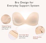 DotVol Push up Lift Women's Bra Seamless Wireless Anti-Slip Strapless brallate with Shape Support(Beige,38DD)