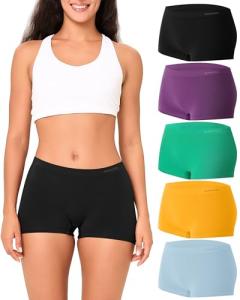 Bamboo Cool Women's Seamless Boyshort Panties 5 Pack
