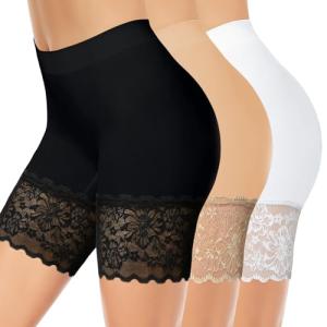 3 Pack Lace Anti-Chafing Slip Shorts for Women