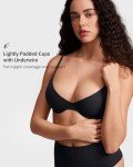 INLYRIC Women's Inbarely Plus Balconette Bra - Lightly Padded Underwire Sexy Tshirt Demi Bras Supportive Black 36C