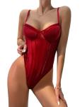 Lilosy Sheer Red Strappy Mesh Babydoll Teddy