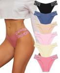 FINETOO Women's Cheeky Lace Bikini Panties 6 Pack