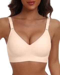 HORISUN Wireless Push Up Full Coverage Bra for Women Seamless Bras with Soft Support Regular and Plus Size (Nude,XL)