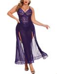 Avidlove Plus Size Lace Babydoll Nightgown - Purple