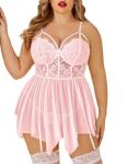 Avidlove Plus Size Floral Lace Babydoll Lingerie