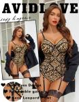 Avidlove Leopard Print Babydoll Lingerie Set