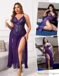Avidlove Plus Size Lace Babydoll Nightgown - Purple