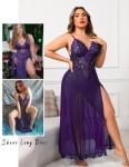 Avidlove Plus Size Lace Babydoll Nightgown - Purple