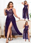 Avidlove Plus Size Lace Babydoll Nightgown - Purple