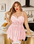Avidlove Plus Size Floral Lace Babydoll Lingerie