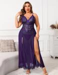 Avidlove Plus Size Lace Babydoll Nightgown - Purple