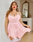 Avidlove Plus Size Floral Lace Babydoll Lingerie