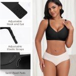 Cavotor Women Seamless Bra Non Wired Push Up Support Bras for Saggy Breasts Wireless T Shirt Soft Comfort Ladies V Neck Padded Bralettes with Extender (Black,3XL)