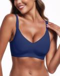 LUXMAY Wireless Seamless Push-Up Bra in Navy
