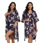 Floral Satin Robe and Camisole Set