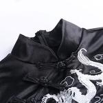 Gothic Dragon Embroidered Black Cheongsam Dress